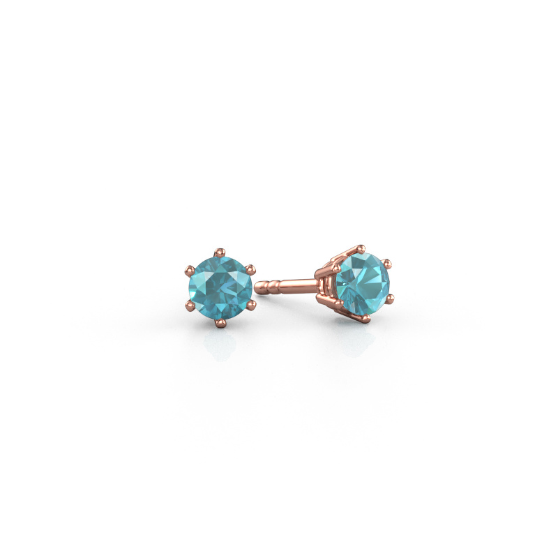Image de Boucles d'oreilles Fay 585 or rose Topaze bleue 4.2 mm