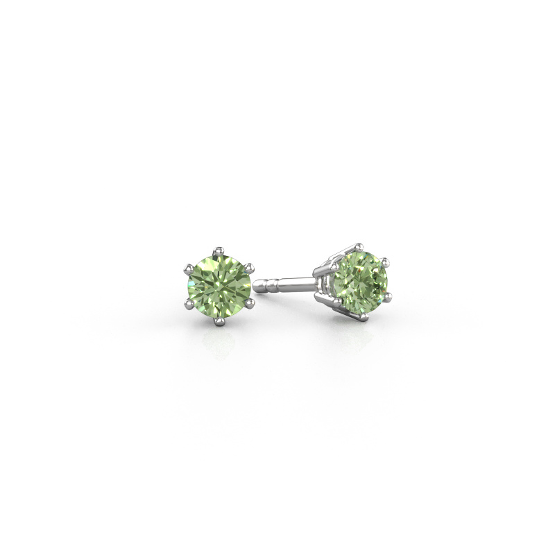Image of Earrings Fay 585 white gold Green lab grown diamond 4.2 mm