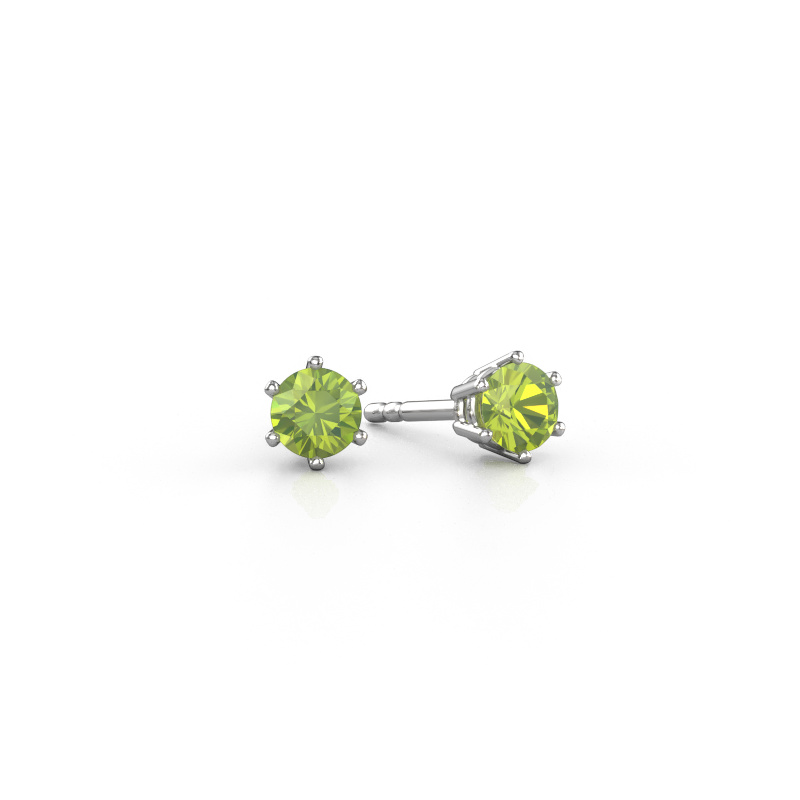 Image of Earrings Fay 585 white gold Peridot 4.2 mm