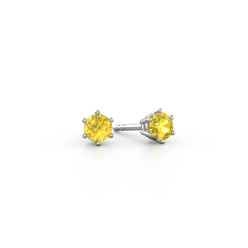Image of Earrings Fay 585 white gold Yellow sapphire 4.2 mm