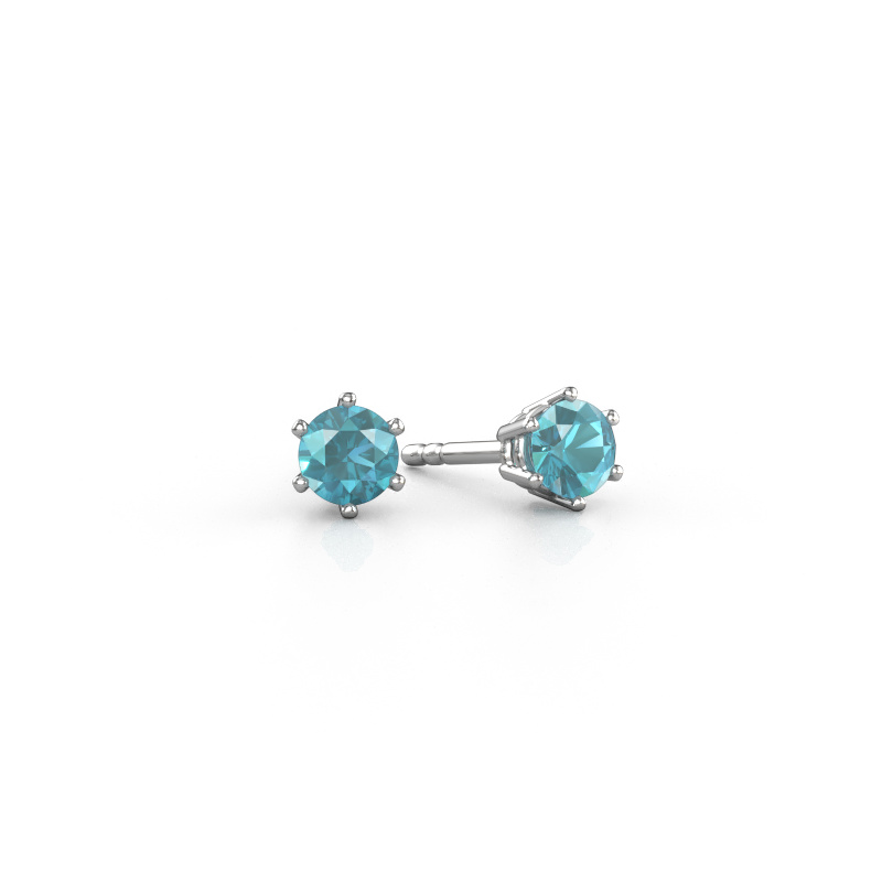 Image of Earrings Fay 585 white gold Blue topaz 4.2 mm