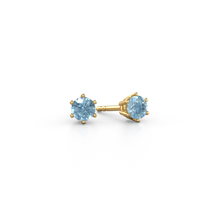 Image de Boucles d'oreilles Fay 585 or jaune Diamant synthétique bleu 4.2 mm