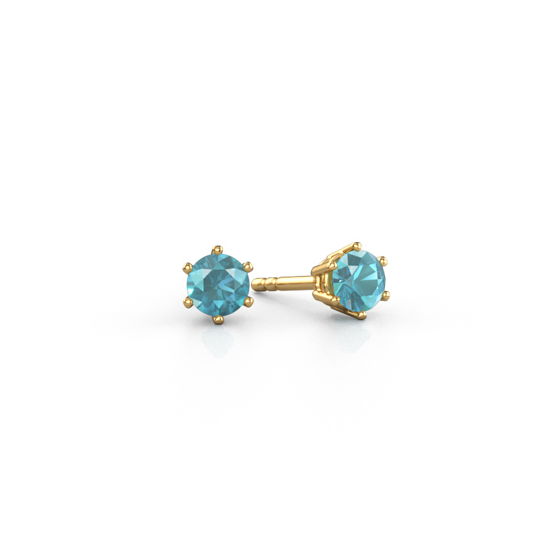 Image de Boucles d'oreilles Fay 585 or jaune Topaze bleue 4.2 mm