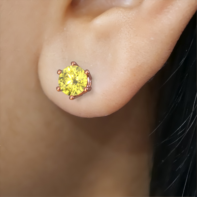 Fay rose gold prongs yellow lab grown diamond mm solitaire