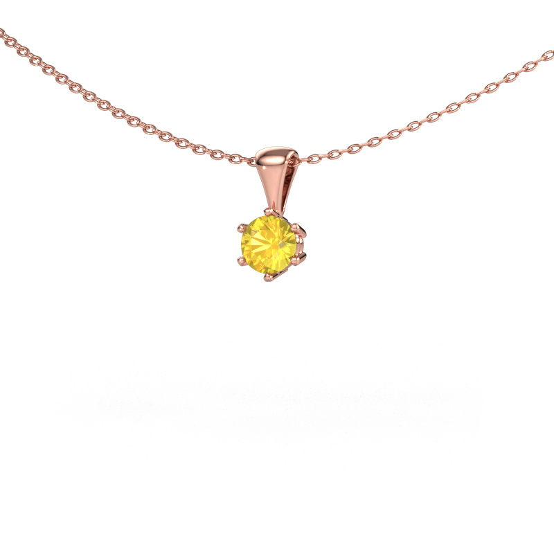 Image of Necklace Fay 585 rose gold Yellow sapphire 4.7 mm