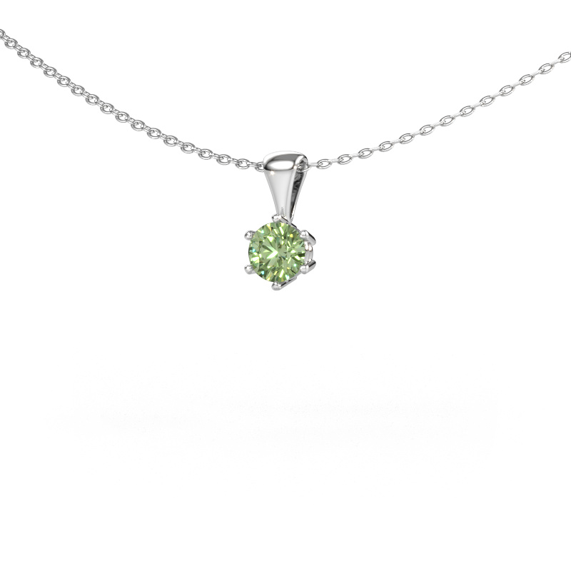 Image de Collier Fay 585 or blanc Diamants synthétiques vert 4.7 mm