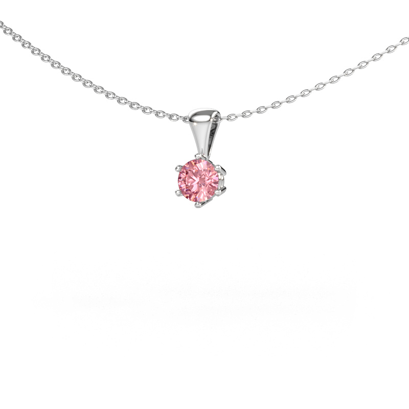 Image of Necklace Fay 585 white gold Pink lab grown diamond 4.7 mm