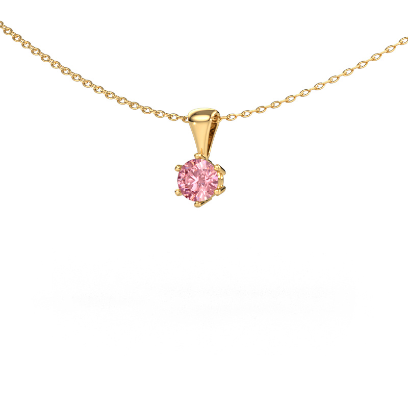 Image of Necklace Fay 585 gold Pink lab grown diamond 4.7 mm
