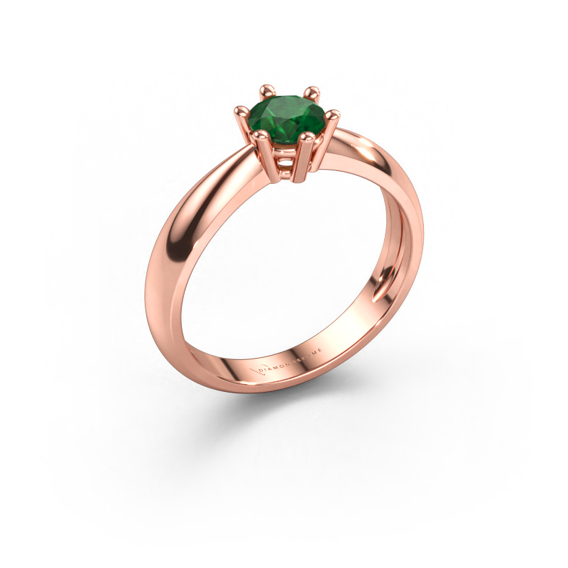 Immagine di Anello di fidanzamento Fay 585 oro rosa Smeraldo 5 mm