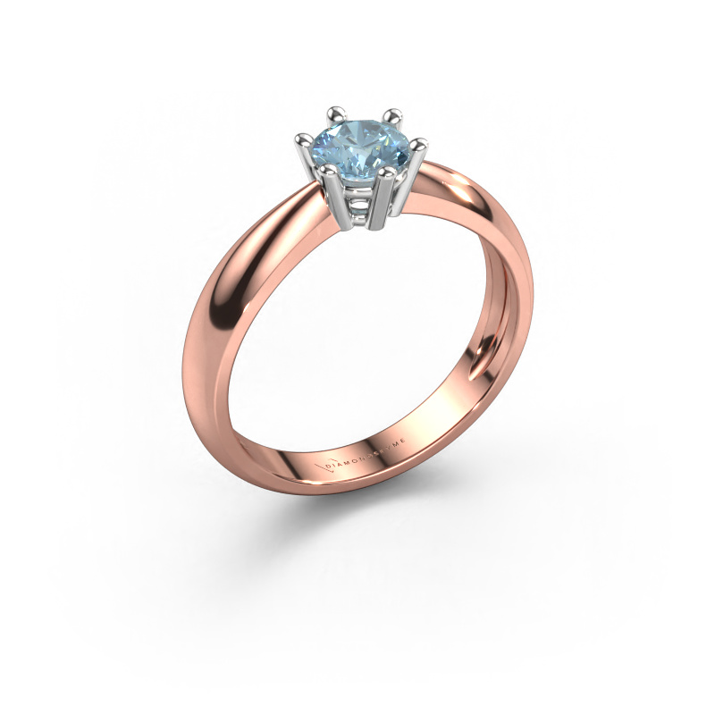 Image of Engagement ring Fay 585 rose gold Blue lab grown diamond 5 mm