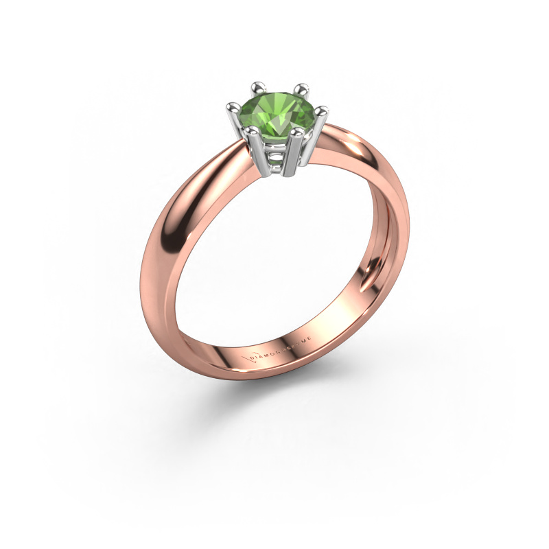 Image of Engagement ring Fay 585 rose gold Tourmaline green 5 mm