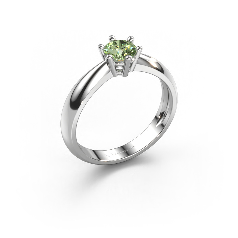 Image of Engagement ring Fay 950 platinum Green lab grown diamond 5 mm