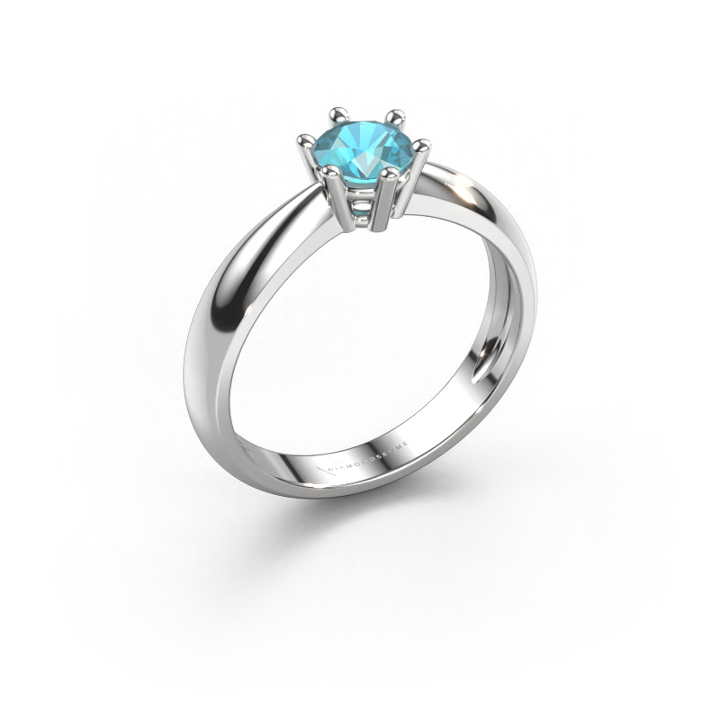 Image de Bague de fiançailles Fay 950 platine Topaze bleue 5 mm