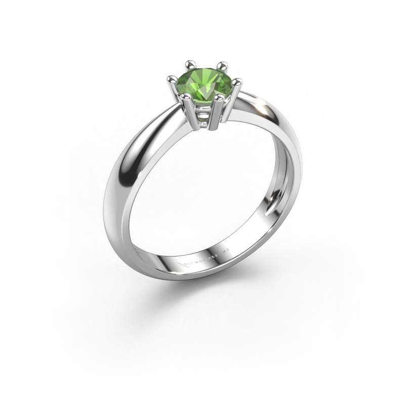 Image of Engagement ring Fay 585 white gold Tourmaline green 5 mm