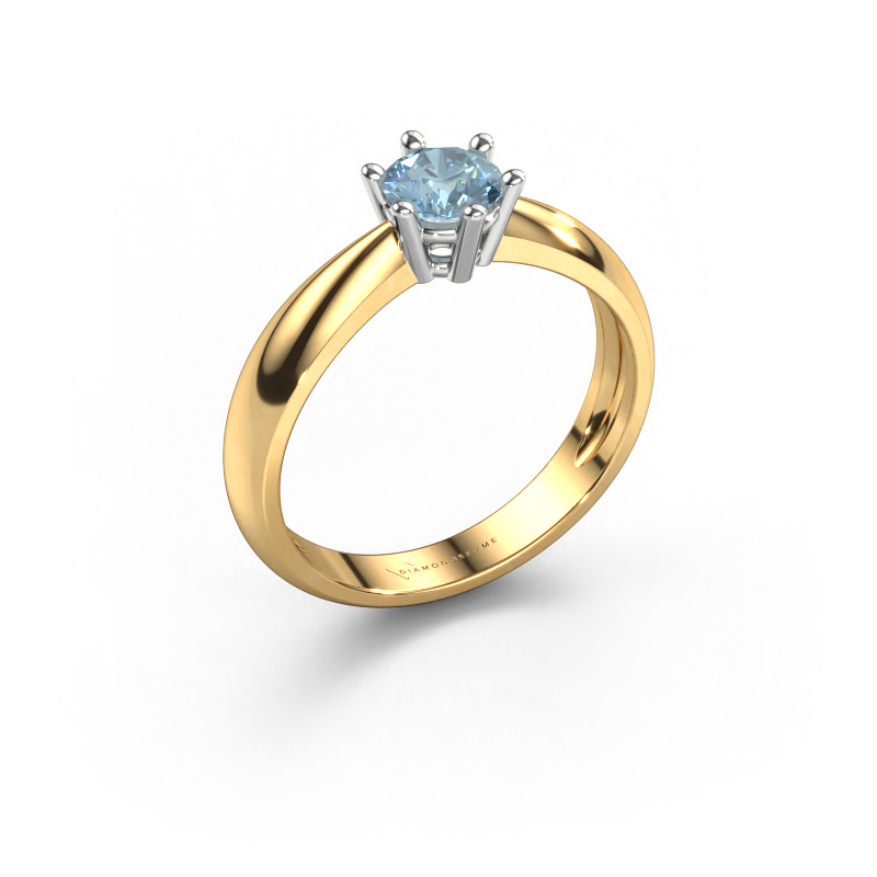 Image of Engagement ring Fay 585 gold Blue lab grown diamond 5 mm
