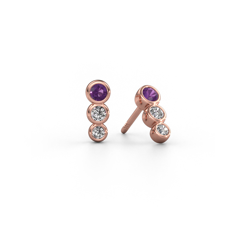 Image of Earrings Felica 585 rose gold Amethyst 2.7 mm