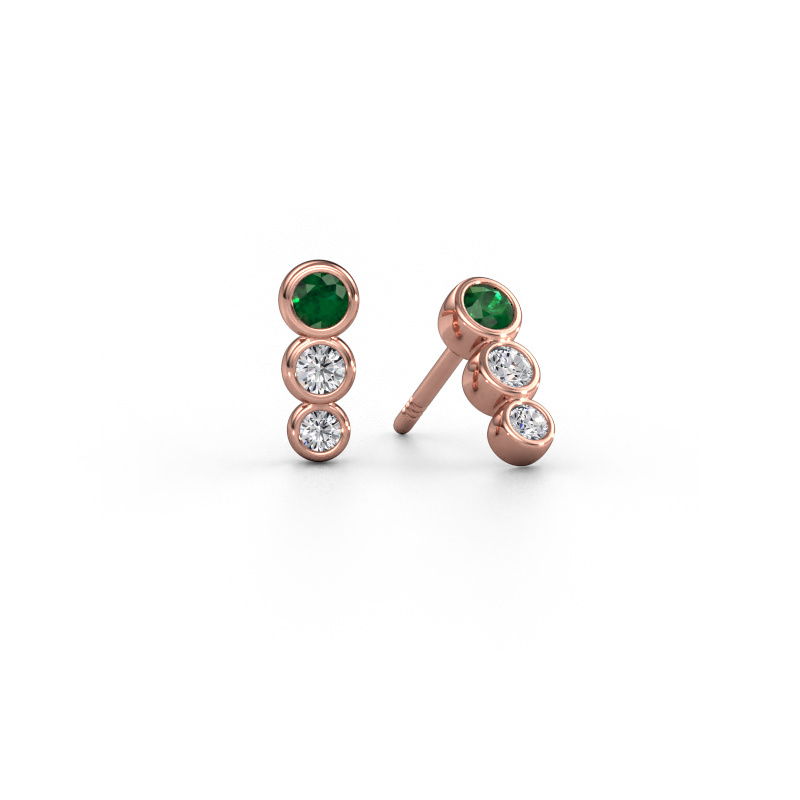 Image of Earrings Felica 585 rose gold Emerald 2.7 mm