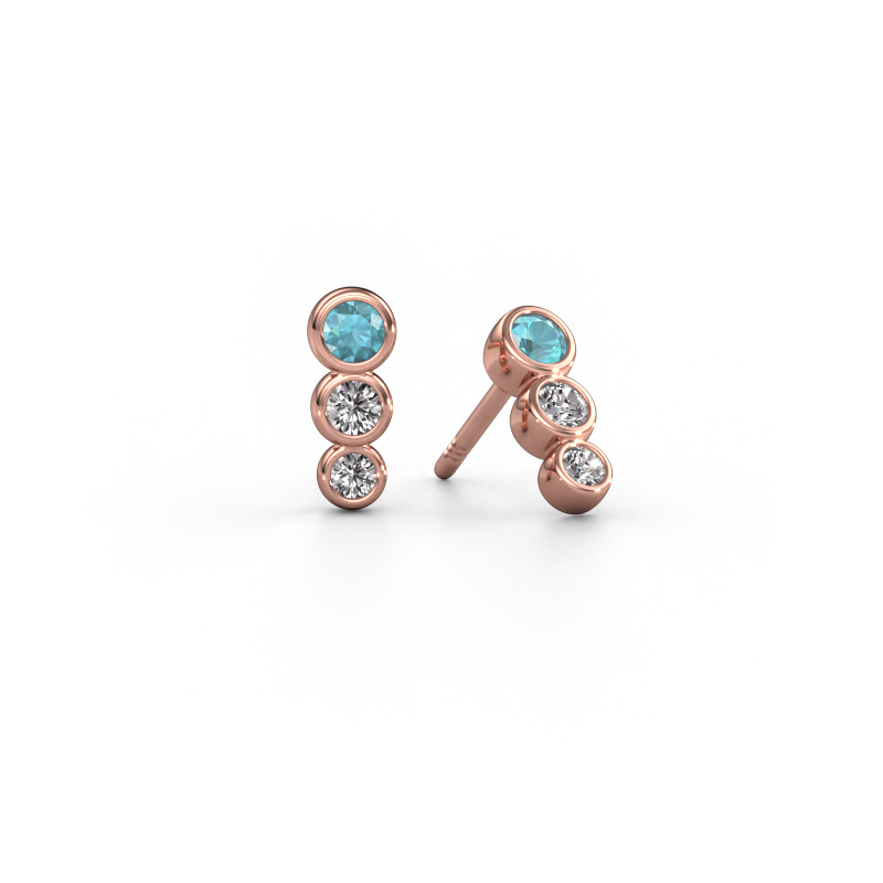 Image de Boucles d'oreilles Felica 585 or rose Topaze bleue 2.7 mm