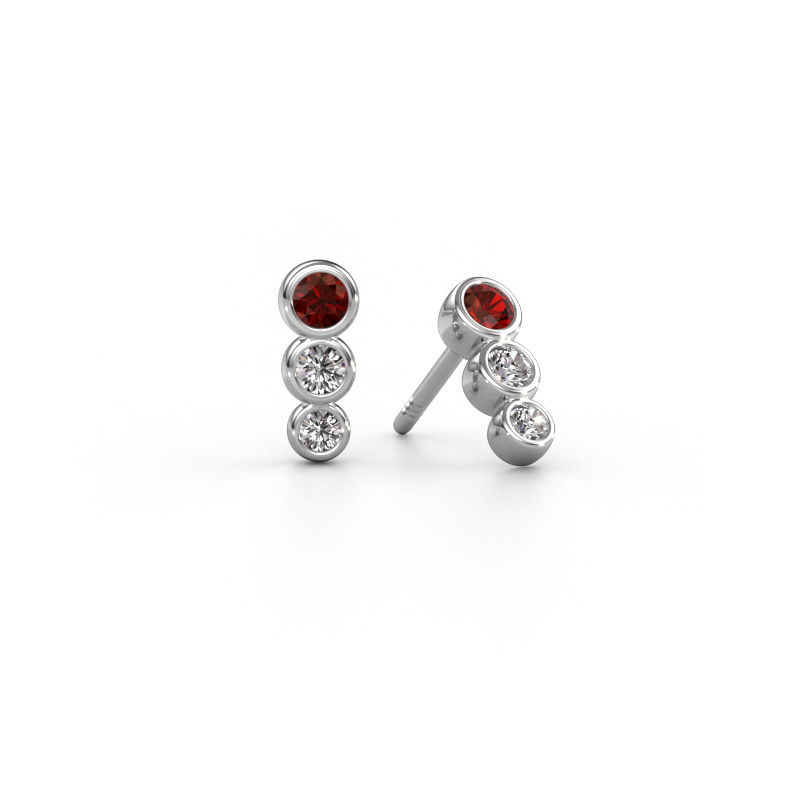 Image of Earrings Felica 585 white gold Garnet 2.7 mm