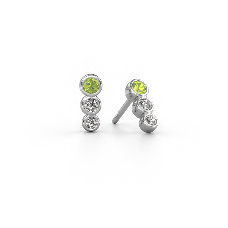 Image de Boucles d'oreilles Felica 585 or blanc Péridot 2.7 mm