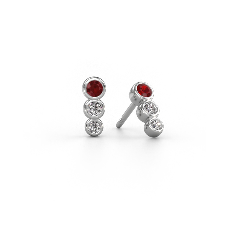 Image of Earrings Felica 585 white gold Ruby 2.7 mm