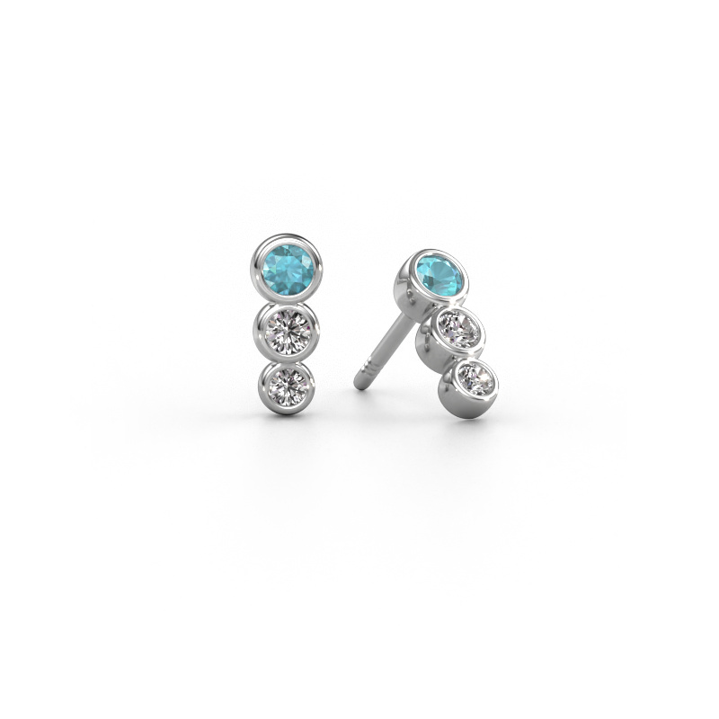 Image of Earrings Felica 585 white gold Blue topaz 2.7 mm