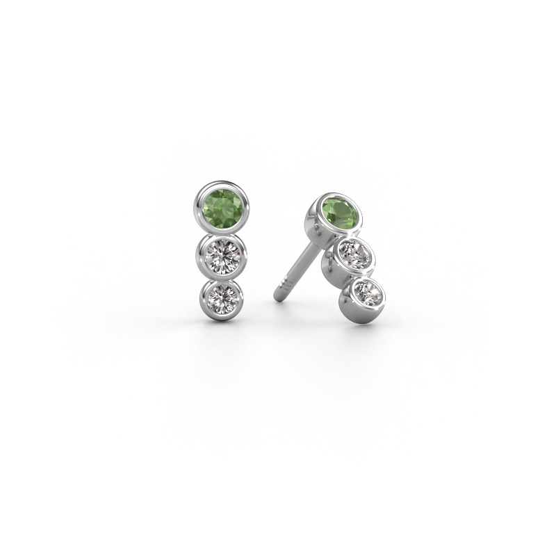 Image of Earrings Felica 585 white gold Tourmaline green 2.7 mm