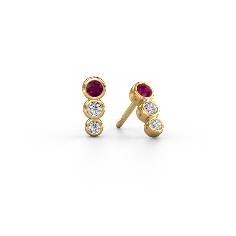 Image de Boucles d'oreilles Felica 585 or jaune Rhodolite 2.7 mm