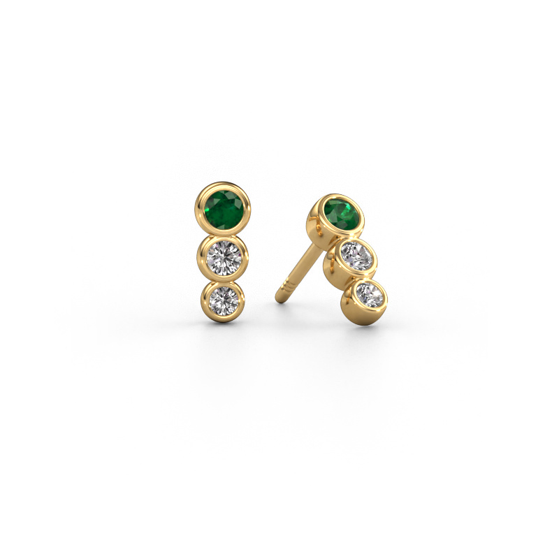 Image de Boucles d'oreilles Felica 585 or jaune Emeraude 2.7 mm
