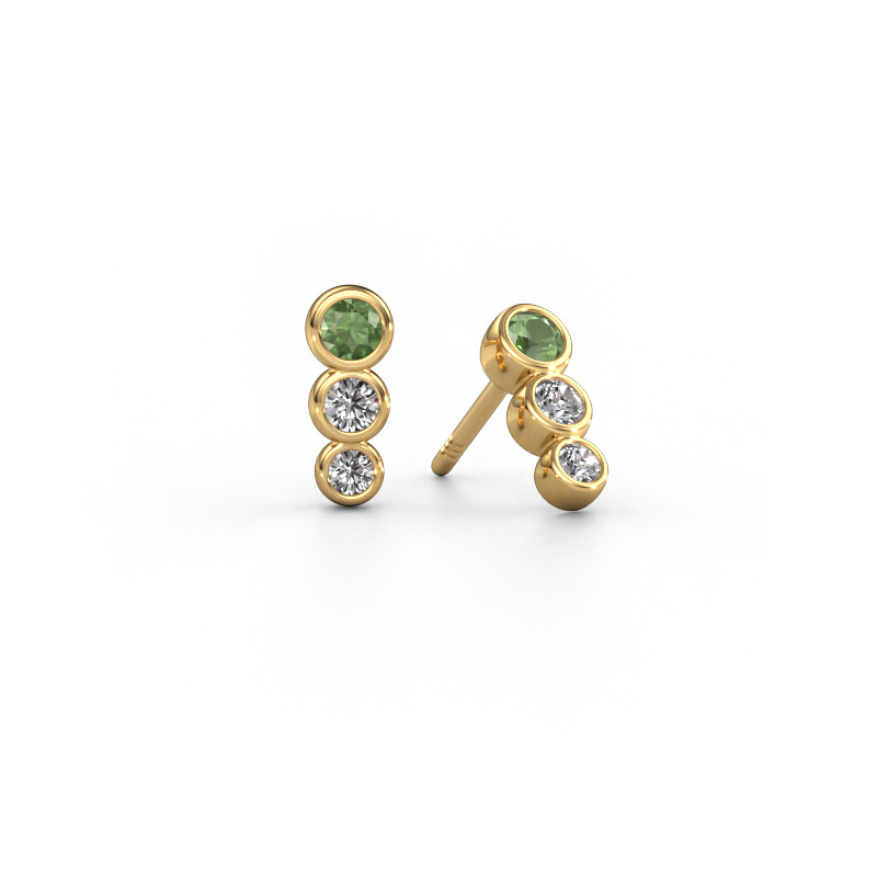 Image of Earrings Felica 585 gold Tourmaline green 2.7 mm