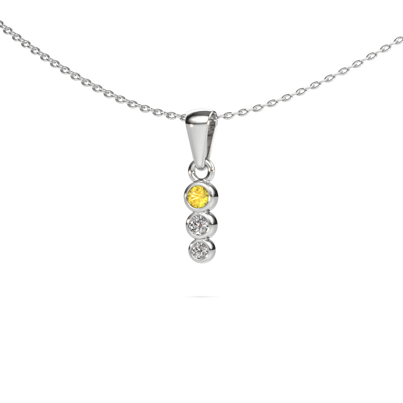 Image of Pendant Felica 585 white gold Yellow sapphire 2.7 mm