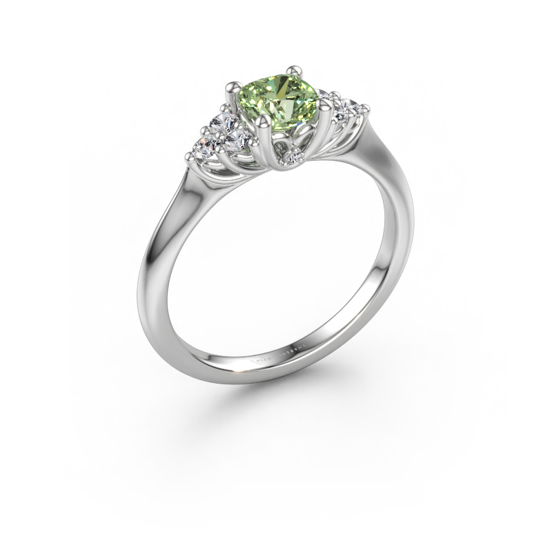 Immagine di Anello di fidanzamento Felipa CUS 585 oro bianco Diamante lab grown verde 5 mm