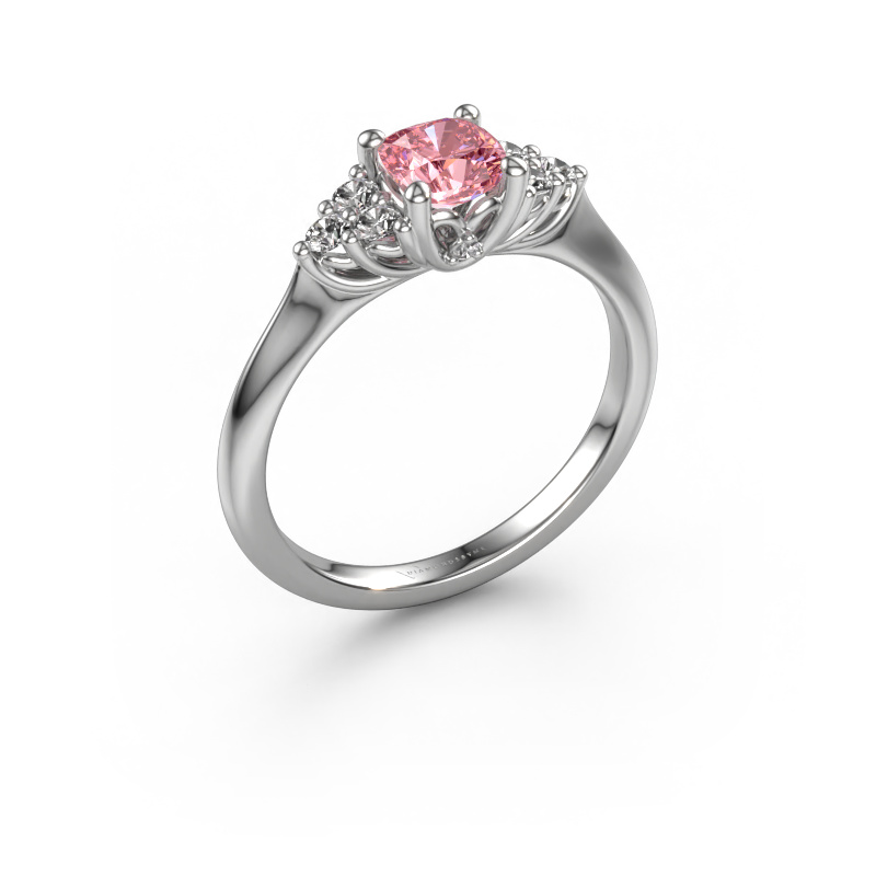 Image of Engagement ring Felipa CUS 950 platinum Pink lab grown diamond 5 mm