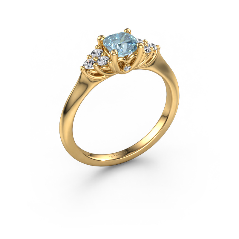 Image of Engagement ring Felipa CUS 585 gold Blue lab grown diamond 5 mm