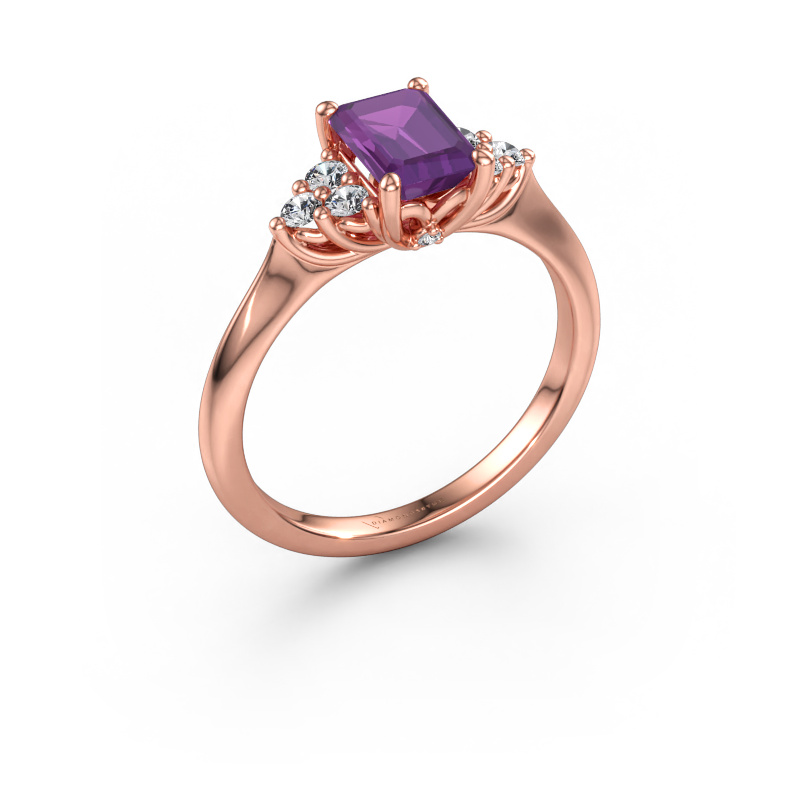 Immagine di Anello di fidanzamento Felipa EME 585 oro rosa Ametista 7x5 mm