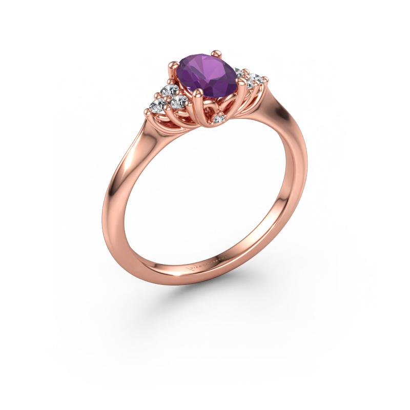 Bild av Förlovningsring Felipa OVL 585 roséguld Ametist 7x5 mm