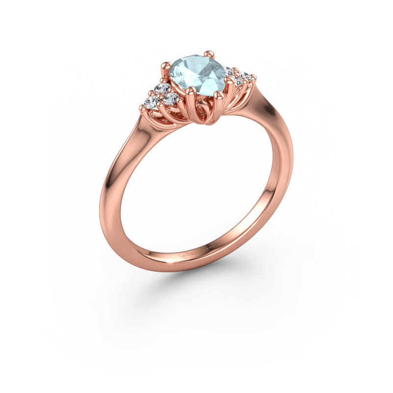 Immagine di Anello di fidanzamento Felipa PER 585 oro rosa Acquamarina 7x5 mm