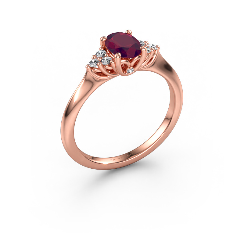 Bild av Förlovningsring Felipa OVL 585 roséguld Rodolit 7x5 mm