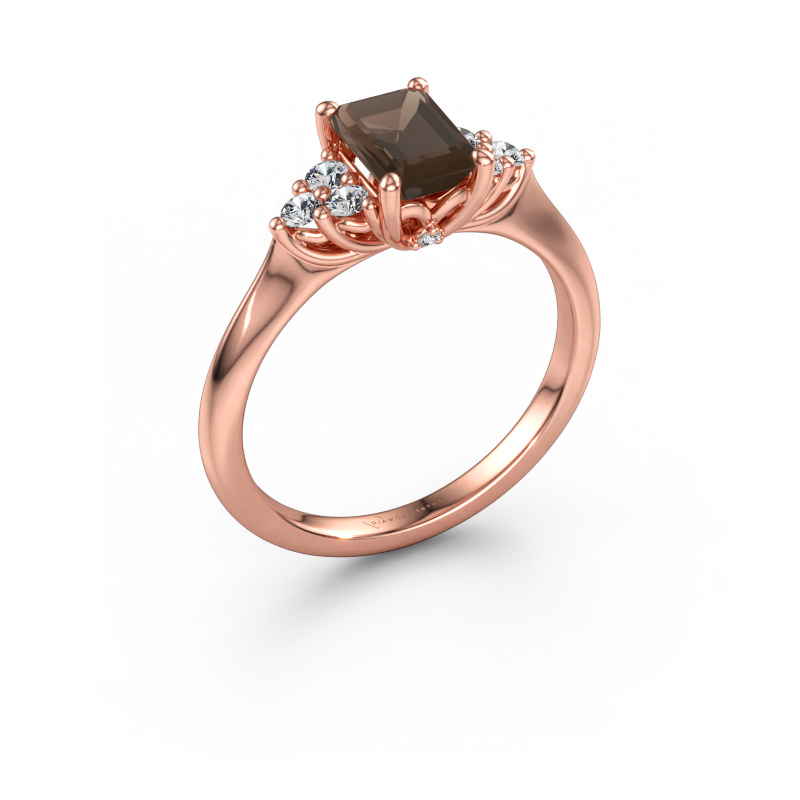 Immagine di Anello di fidanzamento Felipa EME 585 oro rosa Quarzo fumé 7x5 mm