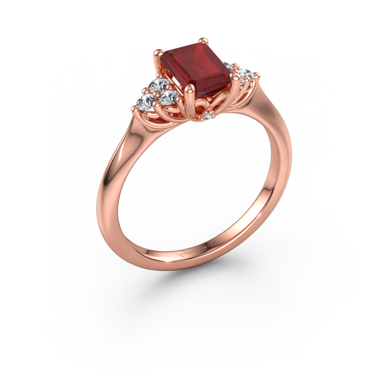 Immagine di Anello di fidanzamento Felipa EME 585 oro rosa Rubino 7x5 mm