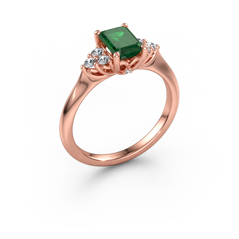 Bild av Förlovningsring Felipa EME 585 roséguld Smaragd 7x5 mm