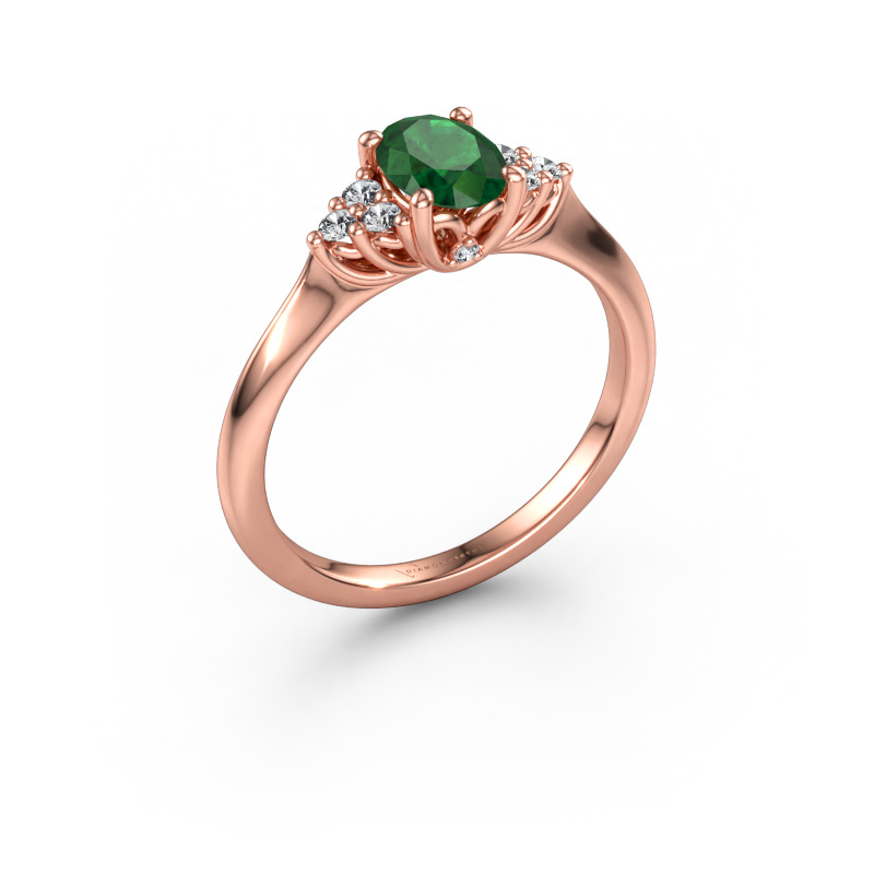 Bild av Förlovningsring Felipa OVL 585 roséguld Smaragd 7x5 mm