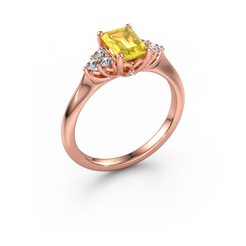 Immagine di Anello di fidanzamento Felipa EME 585 oro rosa Zaffiro giallo 7x5 mm