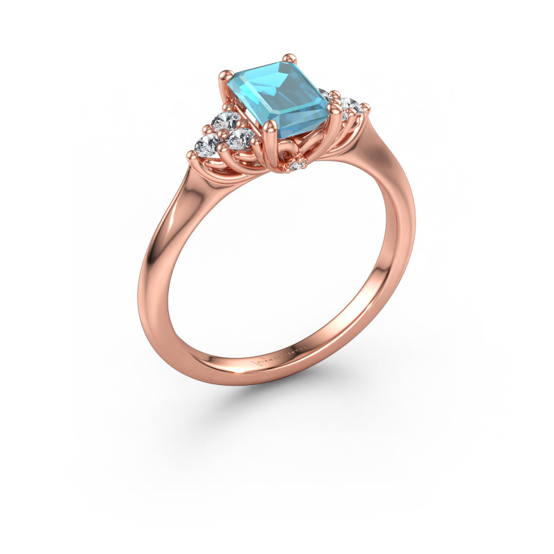 Immagine di Anello di fidanzamento Felipa EME 585 oro rosa Topazio blu 7x5 mm