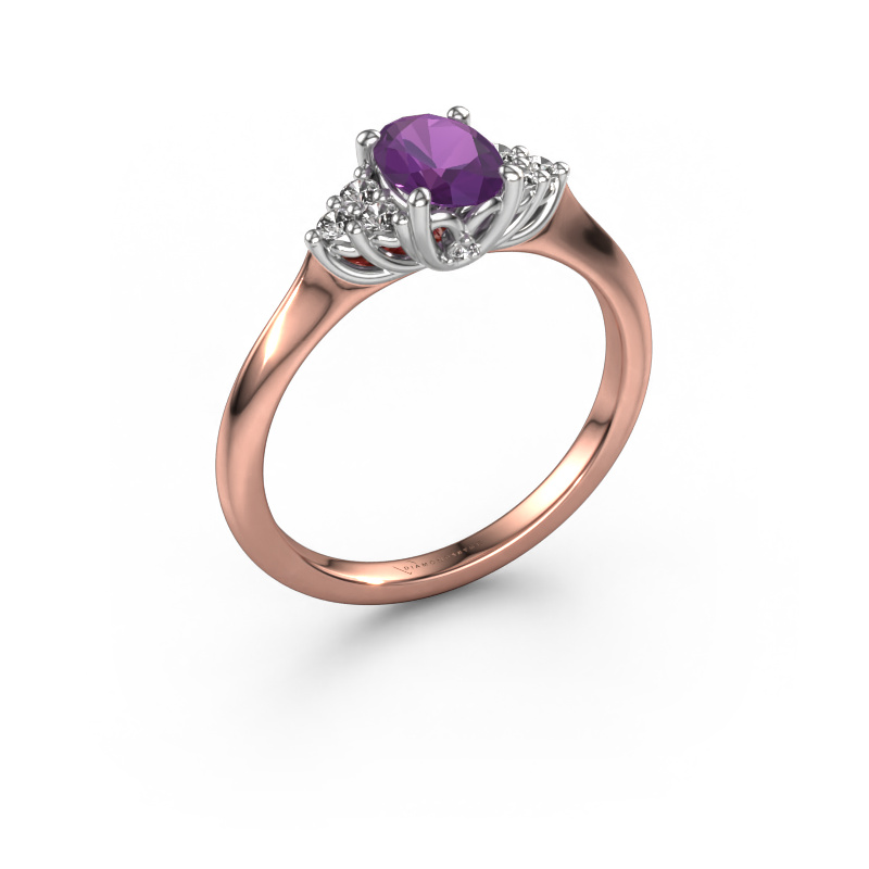 Image of Engagement ring Felipa OVL 585 rose gold Amethyst 7x5 mm