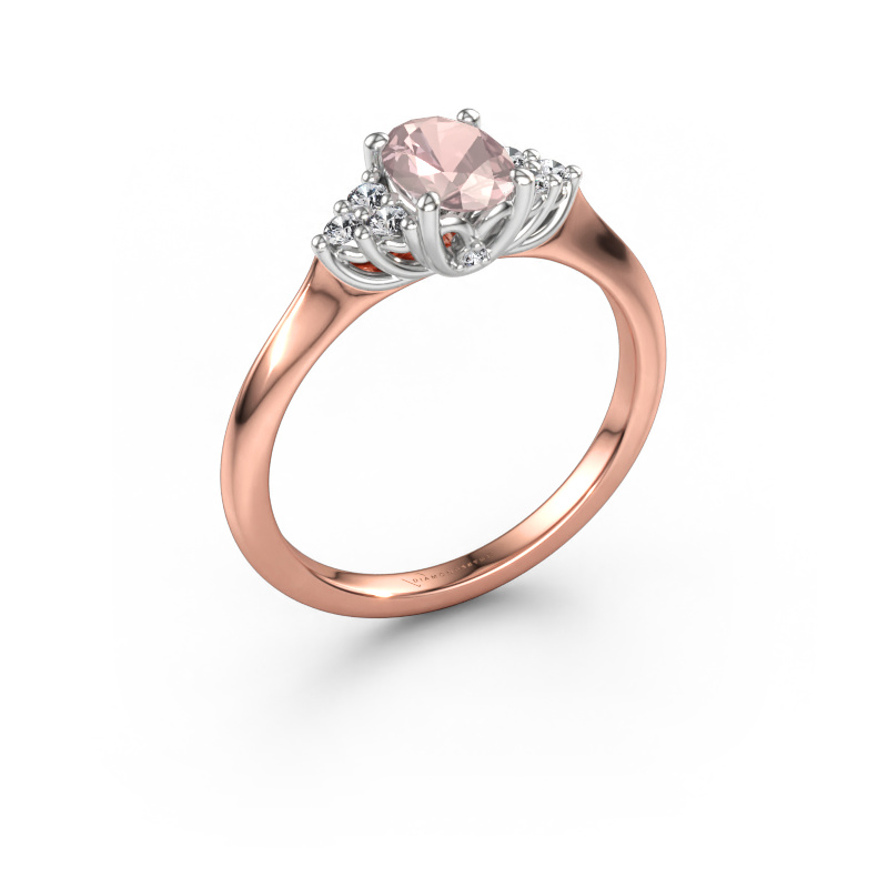 Afbeelding van Verlovingsring Felipa OVL 585 rosé goud Morganiet champagne 7x5 mm