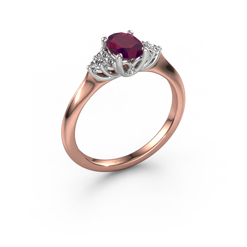 Image of Engagement ring Felipa OVL 585 rose gold Rhodolite 7x5 mm
