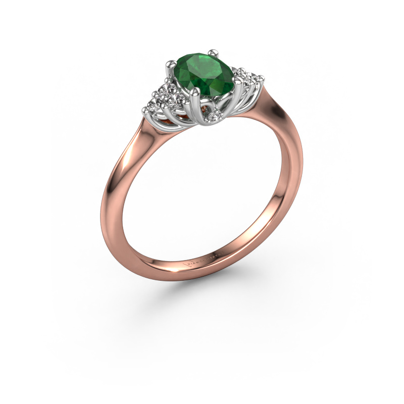 Image of Engagement ring Felipa OVL 585 rose gold Emerald 7x5 mm