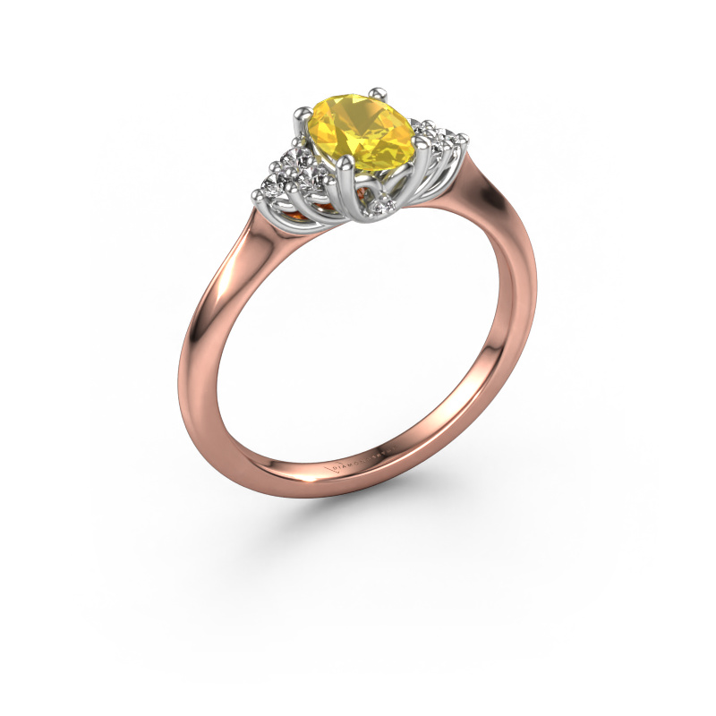 Image of Engagement ring Felipa OVL 585 rose gold Yellow sapphire 7x5 mm