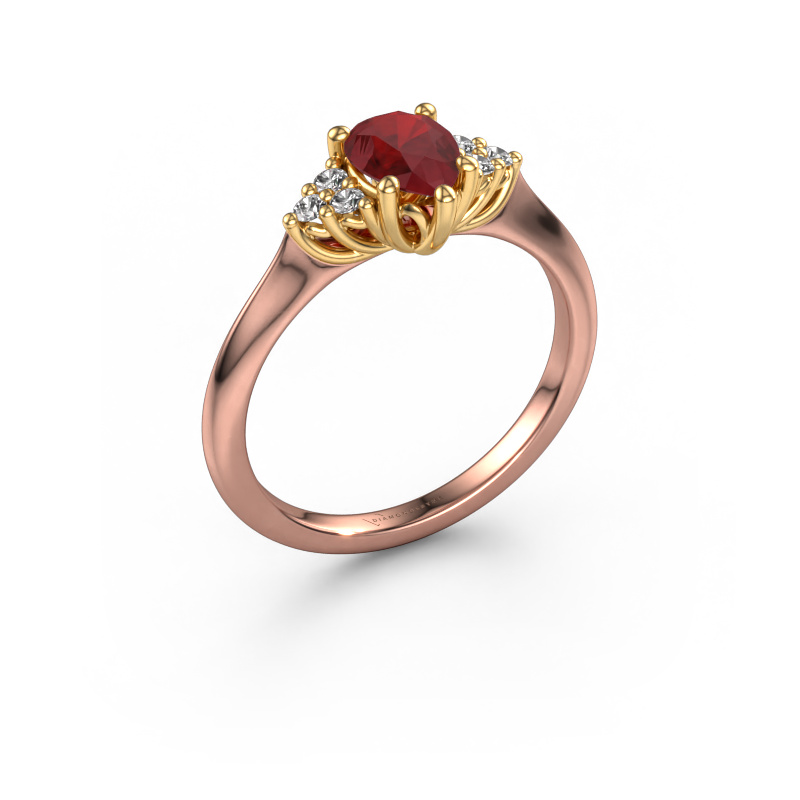 Image of Engagement ring Felipa PER 585 rose gold Ruby 7x5 mm